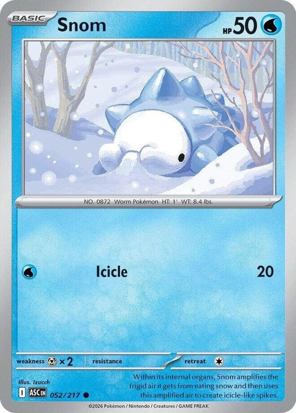 Snom - 052/217 Common Pokémon card from Ascended Heroes, Damaged Normal