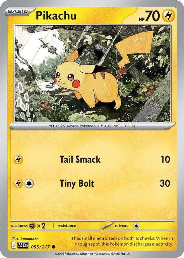 Pikachu - 055/217 Common Pokémon card from Ascended Heroes, Near Mint Normal