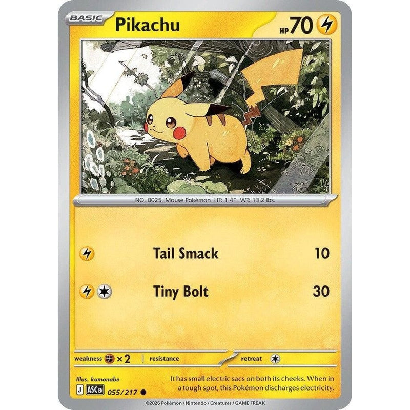 Pikachu - 055/217 Common Pokémon card from Ascended Heroes, Near Mint Normal