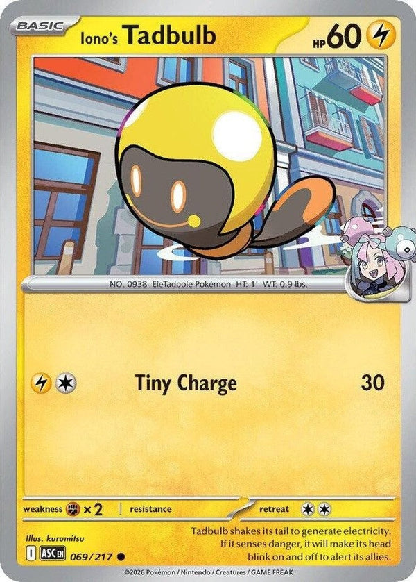 Iono's Tadbulb - 069/217 Common Pokémon card from Ascended Heroes, Near Mint Normal