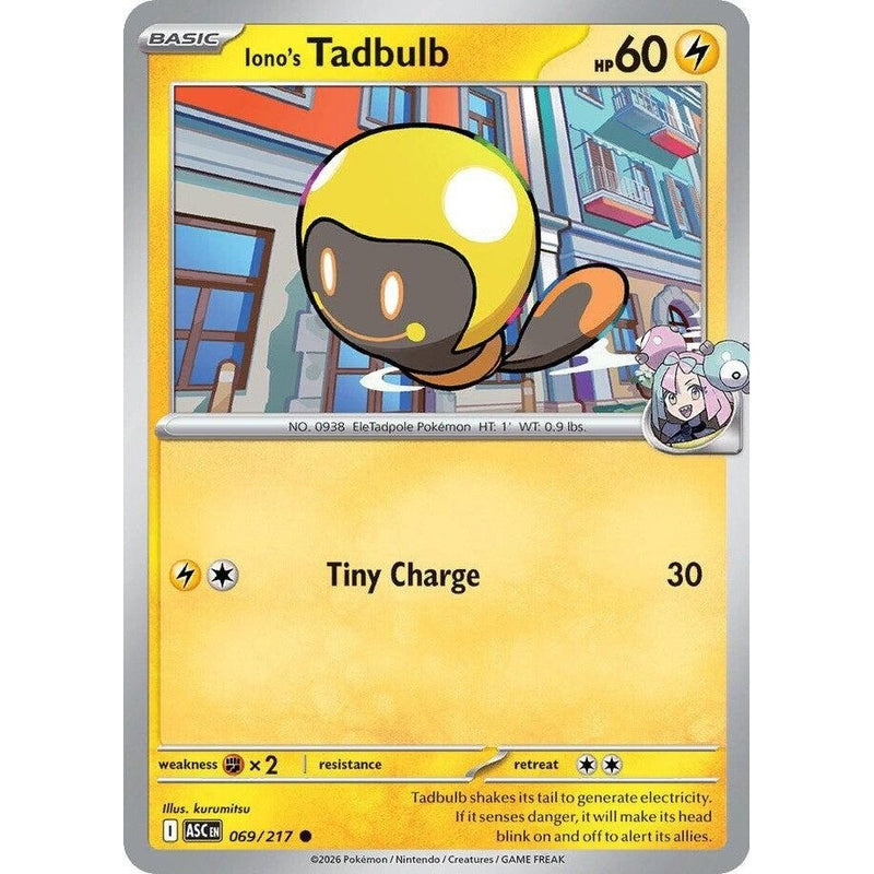 Iono's Tadbulb - 069/217 Common Pokémon card from Ascended Heroes, Near Mint Normal
