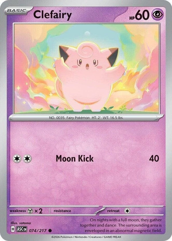 Clefairy - 074/217 Common Pokémon card from Ascended Heroes, Near Mint Normal