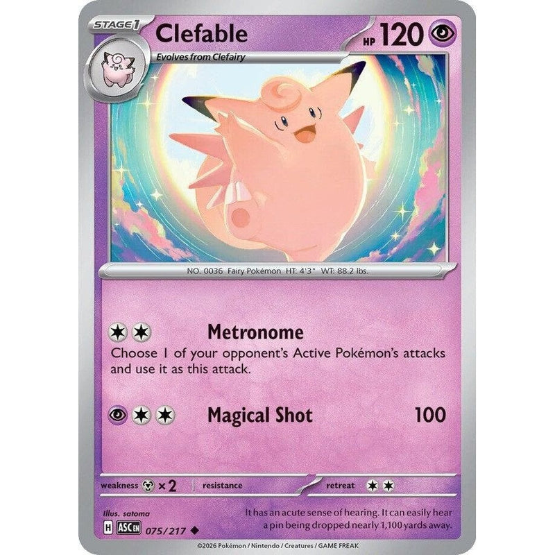 Clefable - 075/217 Uncommon Pokémon card from Ascended Heroes, Near Mint Normal