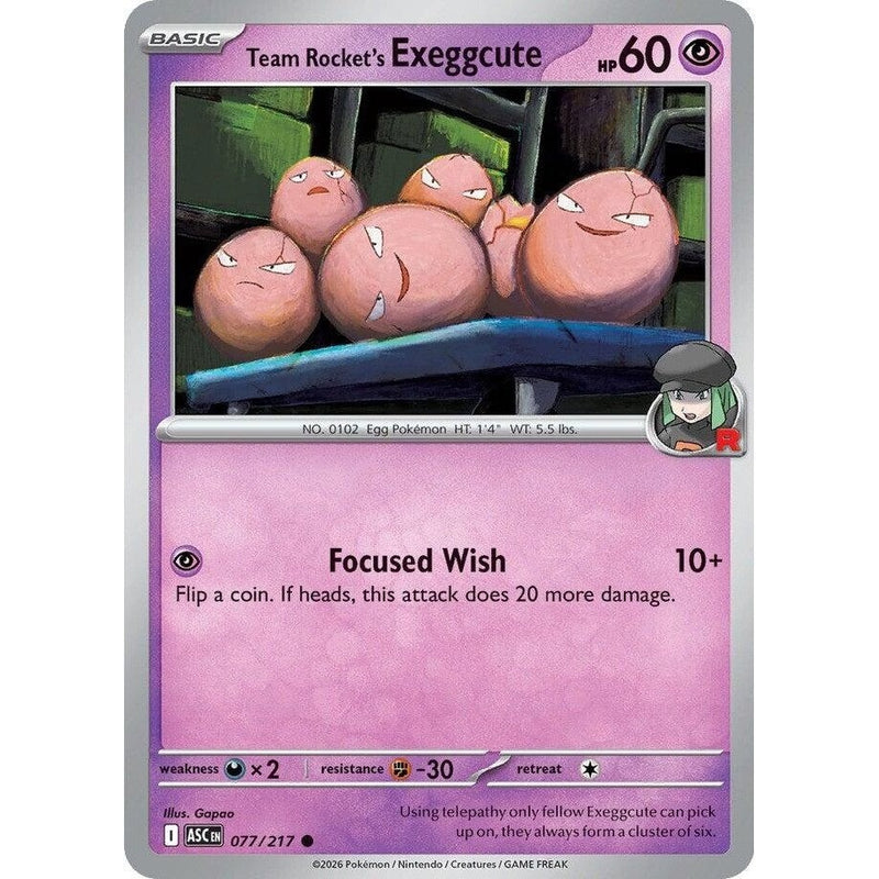 Team Rocket's  exeggcute - 077/217 Common Pokémon card from Ascended Heroes, Near Mint Normal