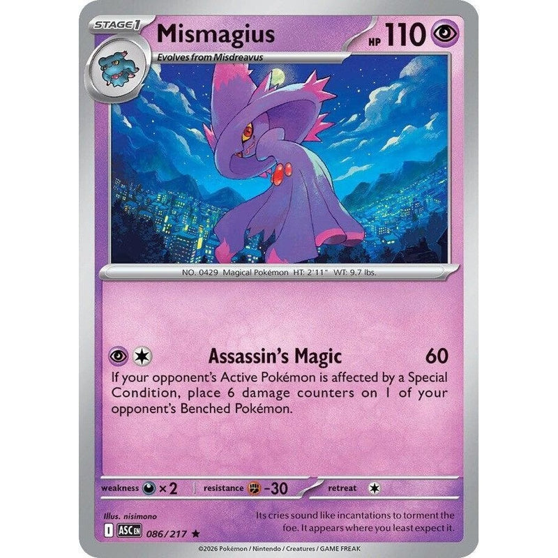 Mismagius - 086/217 Rare Pokémon card from Ascended Heroes, Near Mint Holofoil