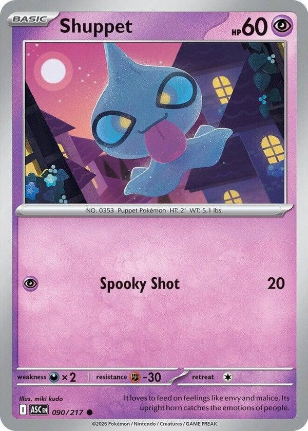 Shuppet - 090/217 Common Pokémon card from Ascended Heroes, Near Mint Normal