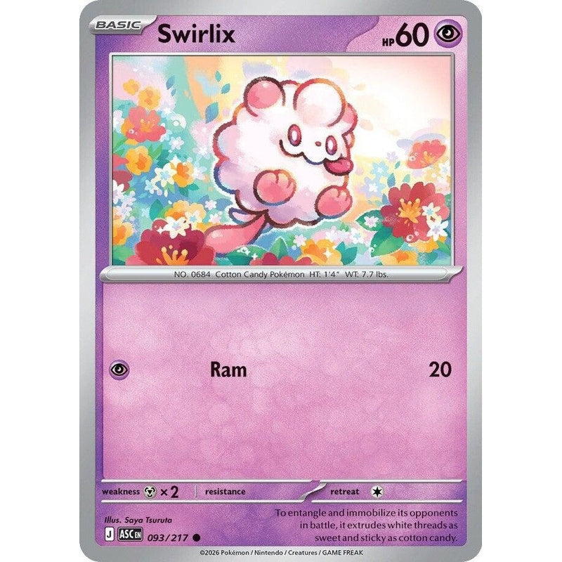 Swirlix - 093/217 Common Pokémon card from Ascended Heroes, Near Mint Normal