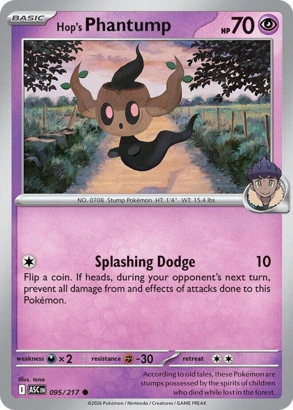 Hop's Phantump - 095/217 Common Pokémon card from Ascended Heroes, Near Mint Normal