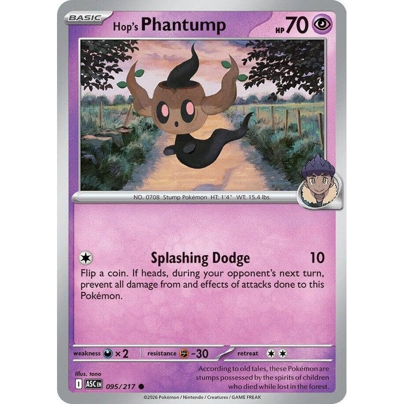 Hop's Phantump - 095/217 Common Pokémon card from Ascended Heroes, Near Mint Normal