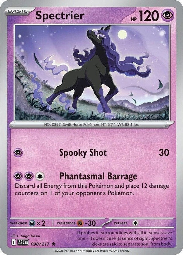 Spectrier - 098/217 Rare Pokémon card from Ascended Heroes, Near Mint Holofoil