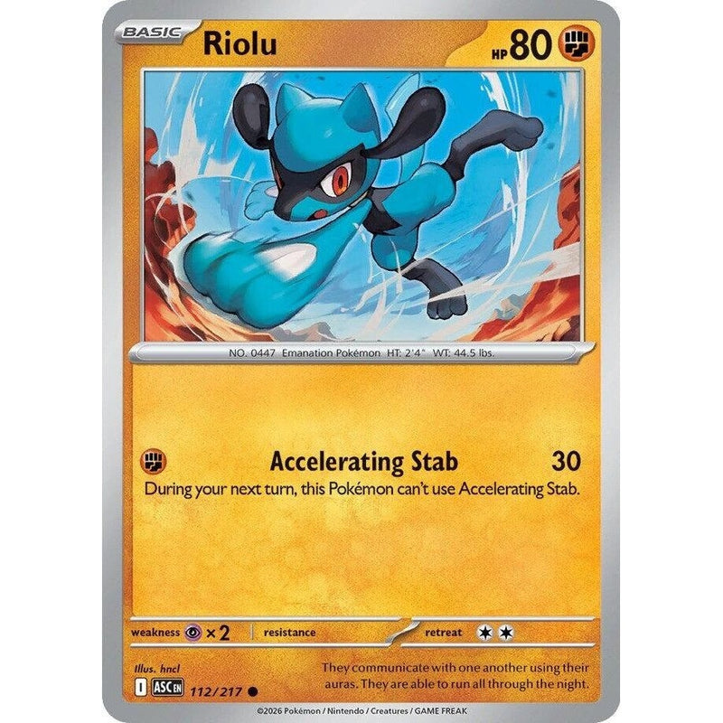 Riolu - 112/217 Common Pokémon card from Ascended Heroes, Near Mint Normal