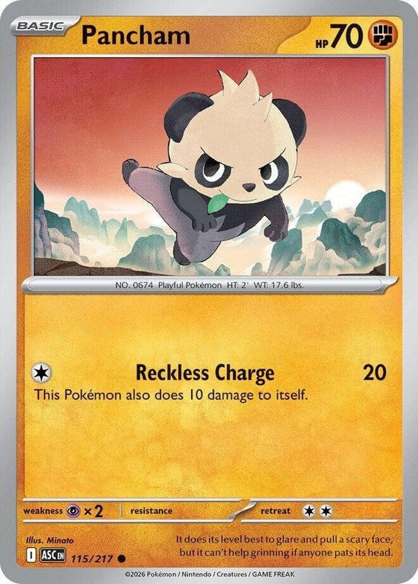 Pancham - 115/217 Common Pokémon card from Ascended Heroes, Near Mint Normal