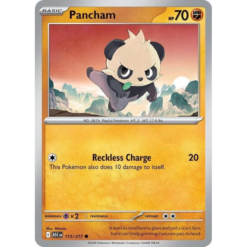 Pancham - 115/217 Common Pokémon card from Ascended Heroes, Near Mint Normal