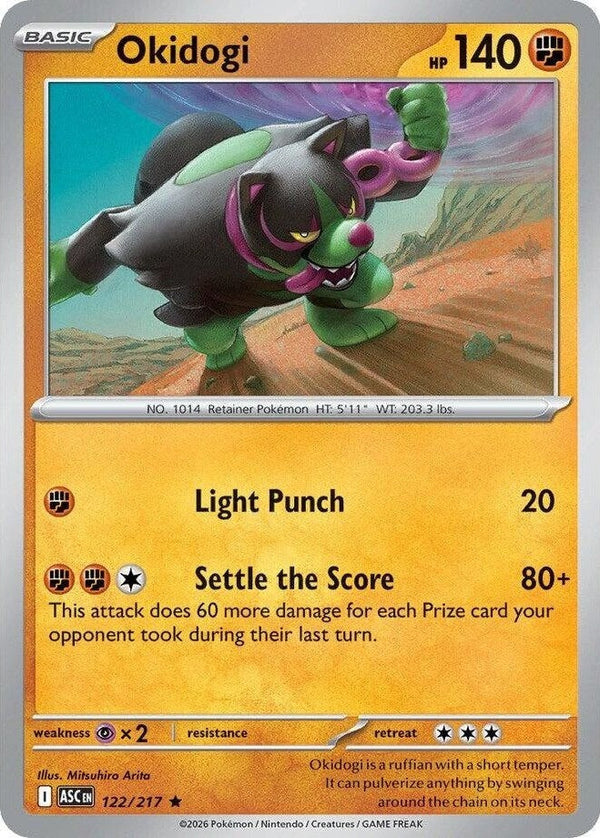 Okidogi - 122/217 Rare Pokémon card from Ascended Heroes, Near Mint Holofoil
