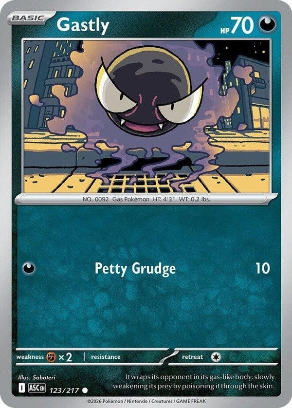 Gastly - 123/217 Common Pokémon card from Ascended Heroes, Near Mint Normal