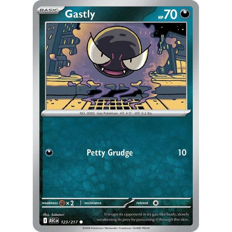 Gastly - 123/217 Common Pokémon card from Ascended Heroes, Near Mint Normal