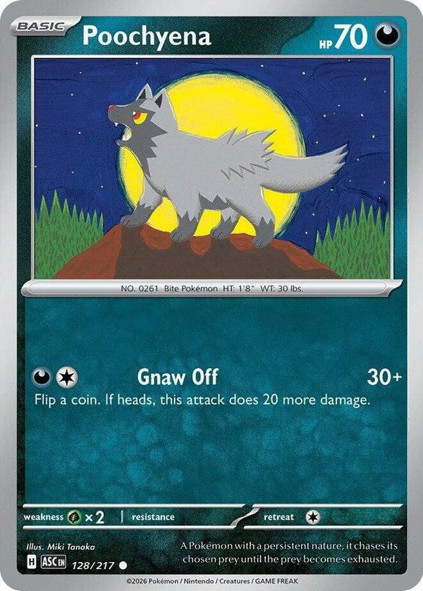 Poochyena - 128/217 Common Pokémon card from Ascended Heroes, Near Mint Normal