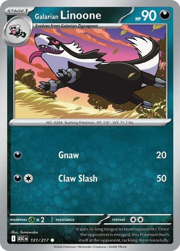 Galarian Linoone - 131/217 Common Pokémon card from Ascended Heroes, Near Mint Normal