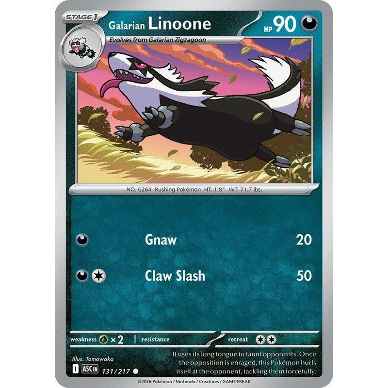 Galarian Linoone - 131/217 Common Pokémon card from Ascended Heroes, Near Mint Normal