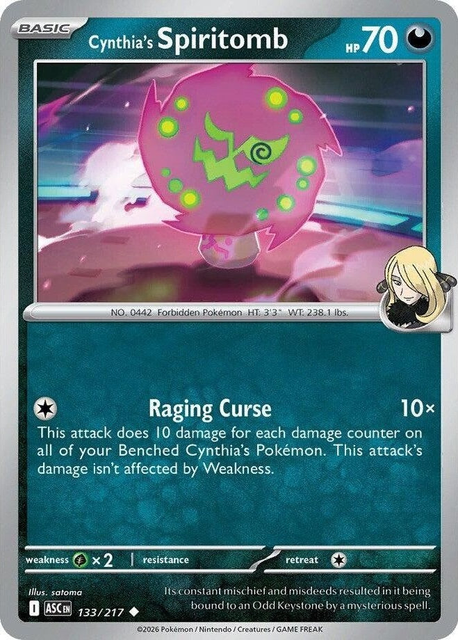 Cynthia's Spiritomb - 133/217 Uncommon Pokémon card from Ascended Heroes, Near Mint Normal