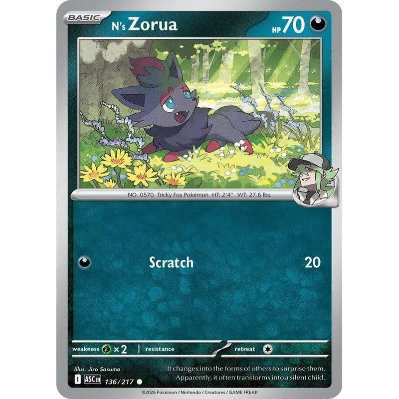 N's Zorua - 136/217 Common Pokémon card from Ascended Heroes, Near Mint Normal