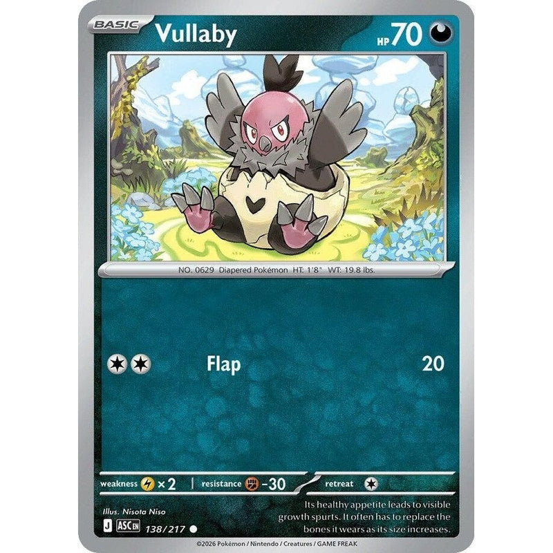 Vullaby - 138/217 Common Pokémon card from Ascended Heroes, Near Mint Normal