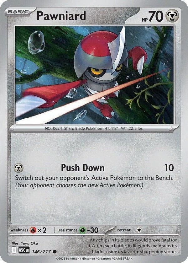 Pawniard - 146/217 Common Pokémon card from Ascended Heroes, Near Mint Normal