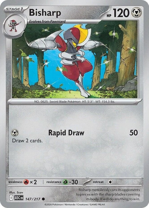 Bisharp - 147/217 Common Pokémon card from Ascended Heroes, Near Mint Normal