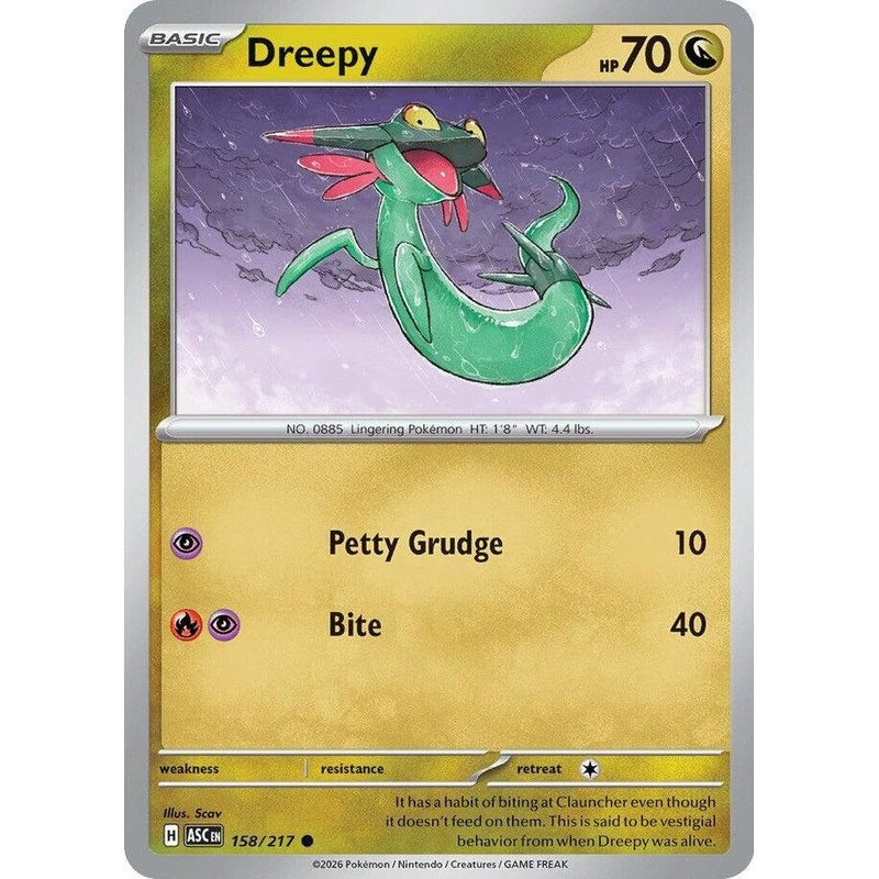 Dreepy - 158/217 Common Pokémon card from Ascended Heroes, Near Mint Normal