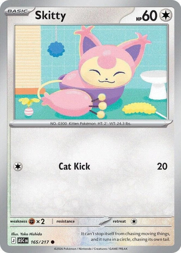 Skitty - 165/217 Common Pokémon card from Ascended Heroes, Near Mint Normal