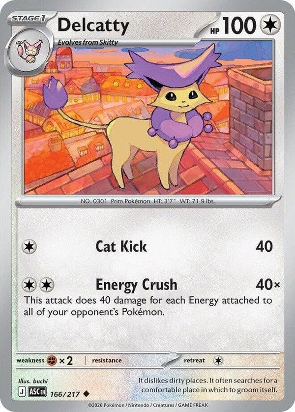 Delcatty - 166/217 Uncommon Pokémon card from Ascended Heroes, Near Mint Normal
