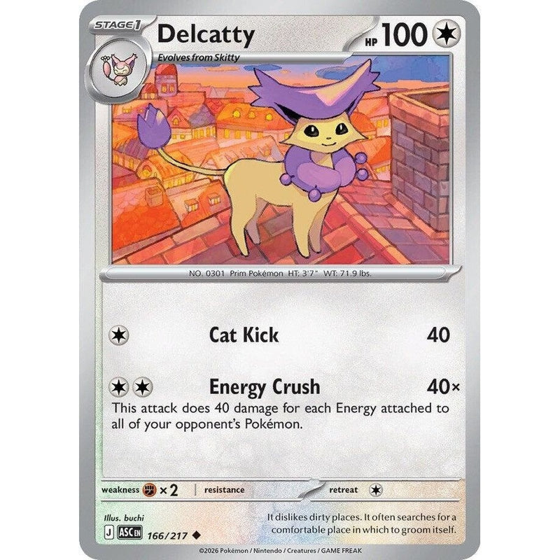Delcatty - 166/217 Uncommon Pokémon card from Ascended Heroes, Near Mint Normal