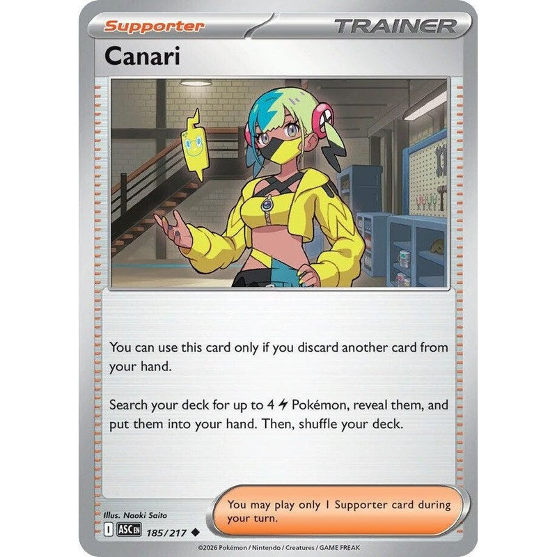 Canari - 185/217 Uncommon Pokémon card from Ascended Heroes, Near Mint Normal