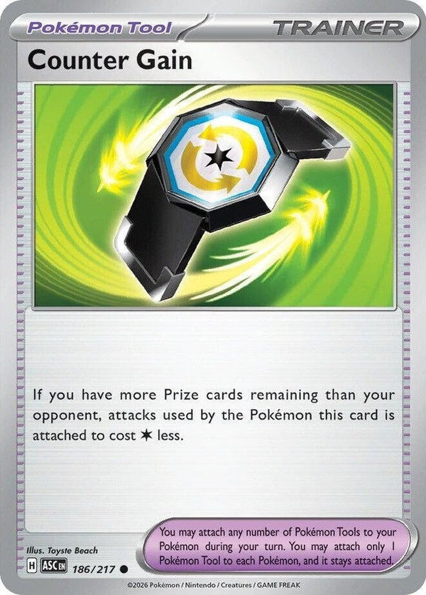Counter Gain - 186/217 Common Pokémon card from Ascended Heroes, Near Mint Normal