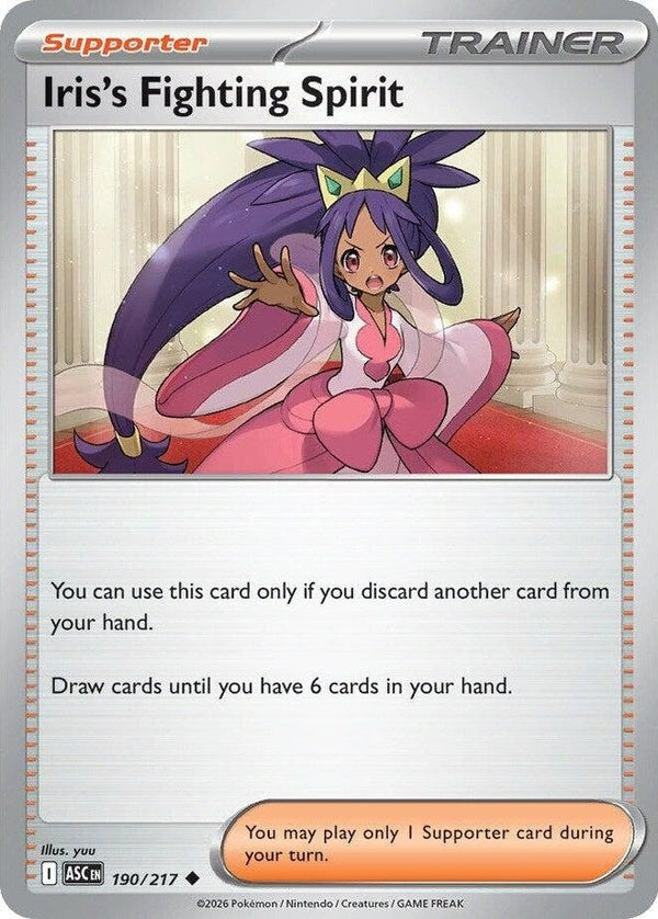Iris's Fighting Spirit - 190/217 Uncommon Pokémon card from Ascended Heroes, Near Mint Normal