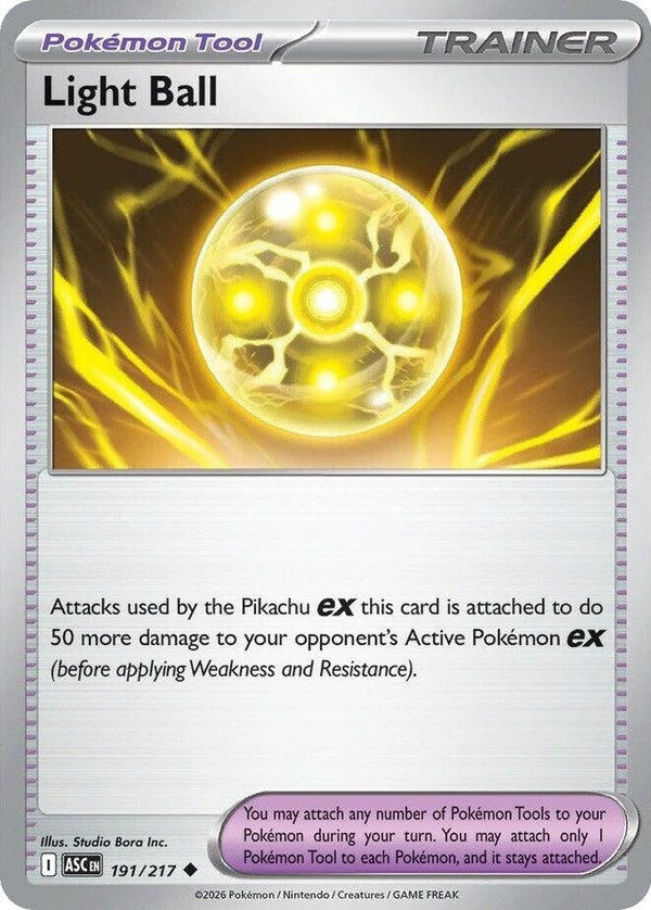 Light Ball - 191/217 Uncommon Pokémon card from Ascended Heroes, Near Mint Normal