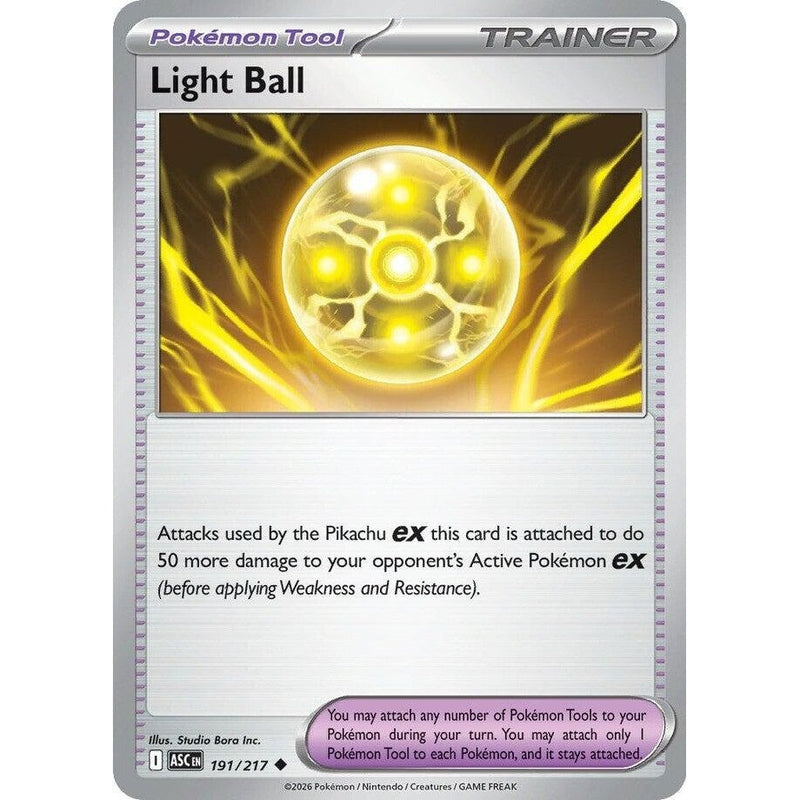 Light Ball - 191/217 Uncommon Pokémon card from Ascended Heroes, Near Mint Normal