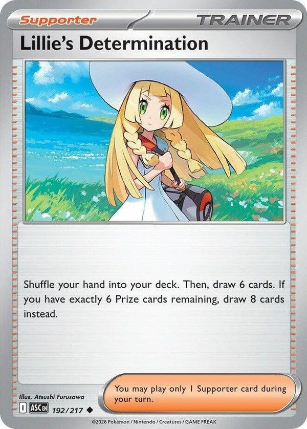 Lillie's Determination - 192/217 Uncommon Pokémon card from Ascended Heroes, Near Mint Reverse Holofoil