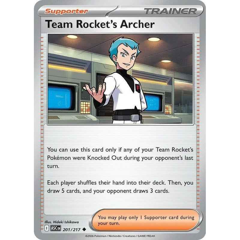 Team Rocket's Archer - 201/217 Uncommon Pokémon card from Ascended Heroes, Near Mint Reverse Holofoil
