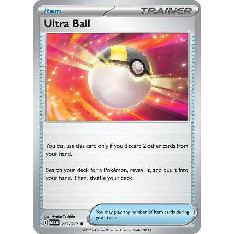 Ultra Ball - 213/217 Common Pokémon card from Ascended Heroes, Near Mint Reverse Holofoil