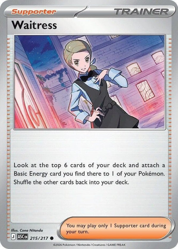 Waitress - 215/217 Common Pokémon card from Ascended Heroes, Near Mint Normal