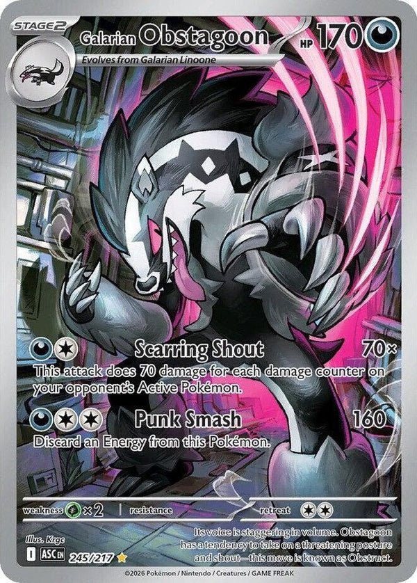 Galarian Obstagoon - 245/217 Illustration Rare Pokémon card from Ascended Heroes, Near Mint Holofoil