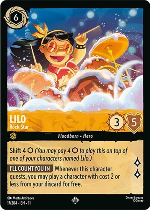 Lilo - Rock Star - 17/204 Super Rare Disney Lorcana card from Winterspell, Near Mint Normal