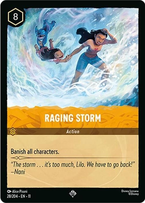 Raging Storm - 28/204 Super Rare Disney Lorcana card from Winterspell, Near Mint Normal