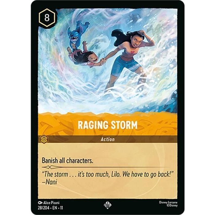 Raging Storm - 28/204 Super Rare Disney Lorcana card from Winterspell, Near Mint Normal