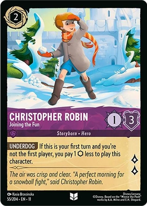 Christopher Robin - Joining the Fun - 55/204 Uncommon Disney Lorcana card from Winterspell, Near Mint Normal