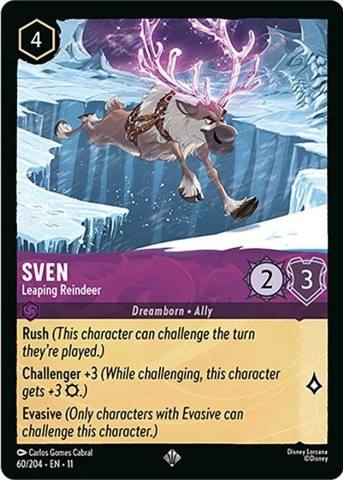 Sven - Leaping Reindeer - 60/204 Super Rare Disney Lorcana card from Winterspell, Near Mint Normal