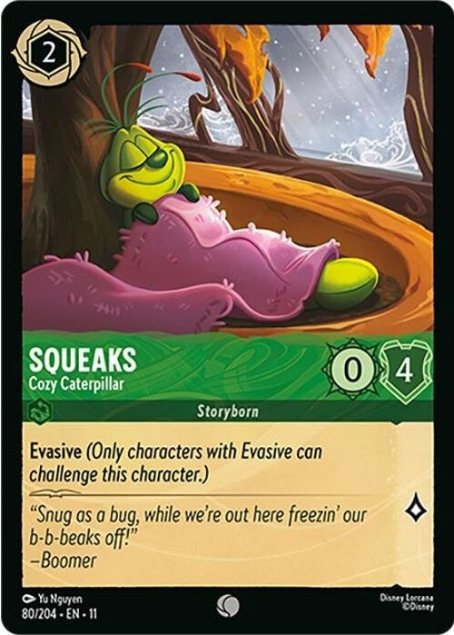 Squeaks - Cozy Caterpillar - 80/204 Common Disney Lorcana card from Winterspell, Near Mint Normal