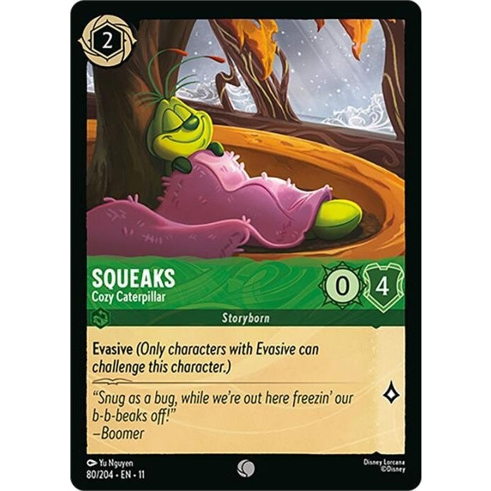 Squeaks - Cozy Caterpillar - 80/204 Common Disney Lorcana card from Winterspell, Near Mint Normal