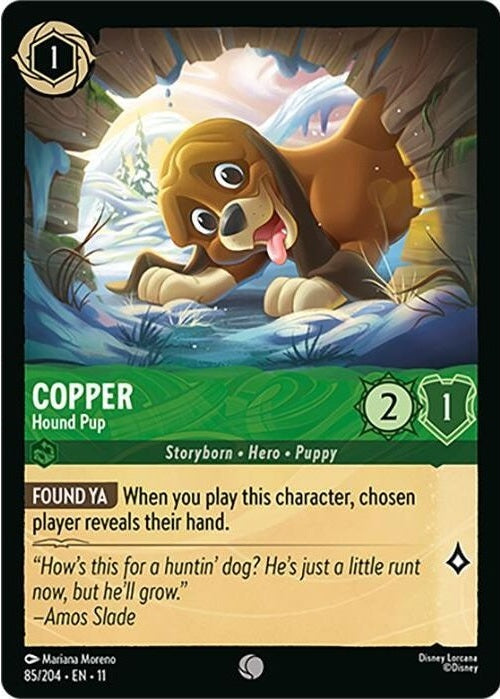 Copper - Hound Pup - 85/204 Common Disney Lorcana card from Winterspell, Near Mint Normal